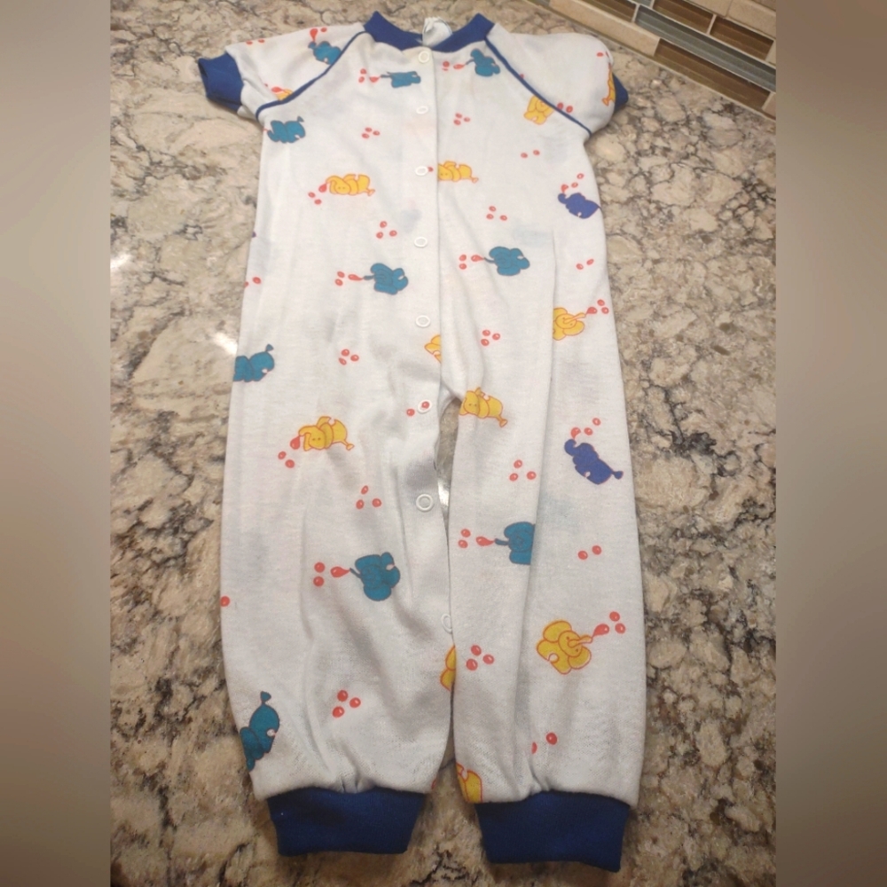 Vintage Rattles Brand Baby Sleeper With Elephants - 18-24lbs
